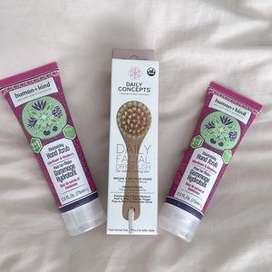 New facial dry brush and hand scrubs